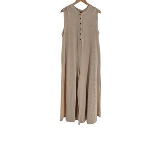 Bucketlist Textured Wide Leg Jumpsuit Size Small Solid Tan Oversized Comfy‎ Boho